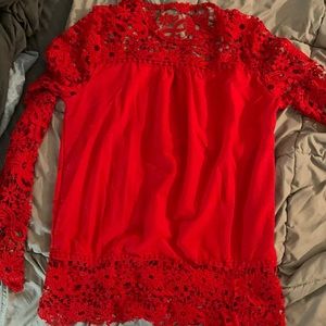 Red lace tunic